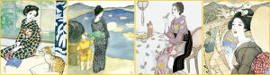模写複製画色紙4枚セット-夢二名画選・2(色紙掛け軸とともにどうぞ)