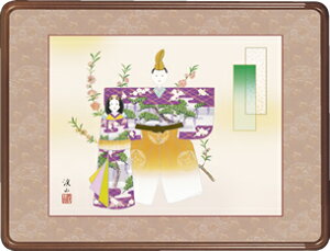 隅丸和額-立雛/伊藤 渓山(欄間やなげしに桃の節句画隅丸和額をどうぞ)