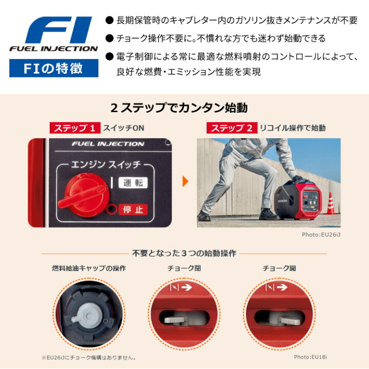 楽天市場】ホンダ FI インバーター 発電機 EU26IJ 送料無料 家庭用 