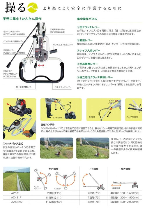 楽天市場】共立 AZ301A 斜面刈り機 自走式 草刈り機 フリーナイフ 畦 
