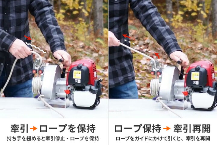 楽天市場 ウインチ ロープウインチ 本体 ホンダエンジン搭載 Pcw4000 エンジン ポータブル ウィンチ 伐採 巻き揚げ 牽引力 1000kg 送料無料 Portable Winch プラウオンラインストア楽天市場店