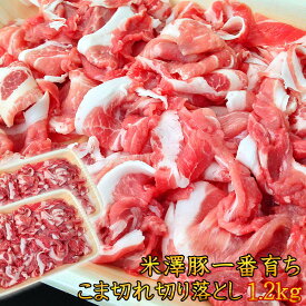 銘柄豚 米澤豚一番育ち 切り落とし 600g×2 1.2kg こま切れ 豚肉 豚汁・炒め用 不揃い 端っこ お取り寄せ 冷凍 食品