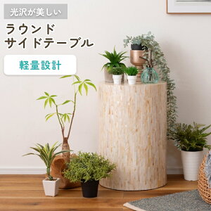 サイドテーブル おしゃれ ラウンド 軽量 マザーオブパールシェル で自スプレイテーブル 光沢 貝 自然素材 オブジェ インテリア 雑貨 上品 高級感 かわいい サイドテーブル 東谷 アズマヤ