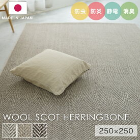 ラグ シンプル 約3.5畳 タフテッドラグ カーペット コンシェルジュ WOOL SCOT HERRINGBONE ウールスコット ヘリンボーン 250×250cm スミノエ カーペット 消臭 防炎 静電気防止 防虫 cup5