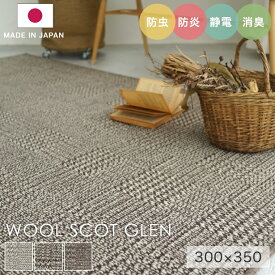 ラグ シンプル 大きめ タフテッドラグ カーペット コンシェルジュ WOOL SCOT GLEN ウールスコット グレン 300×350cm スミノエ カーペット 消臭 防炎 静電気防止 防虫 低ホルムアルデヒド cup5