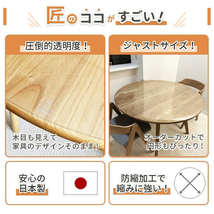 楽天市場】ダイニング テーブル マット クロス 円形 透明 サイズ 