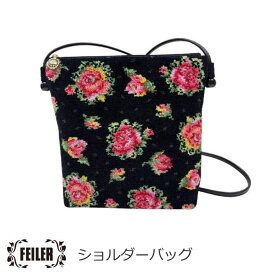 FEILER(フェイラー) バッグ 『レーシーローズドット ショルダーバッグ』 レディース(婦人) ポシェット 斜め掛け ブラック ピンク 花柄 エレガント 母の日ギフト