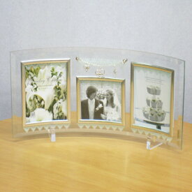 フォトフレーム 写真立て ウェディング 卓上用 結婚祝い ジュエリーチャーム ガラスフォトフレーム 3枚 ギフト(プレゼント) プレゼントに最適の写真たて