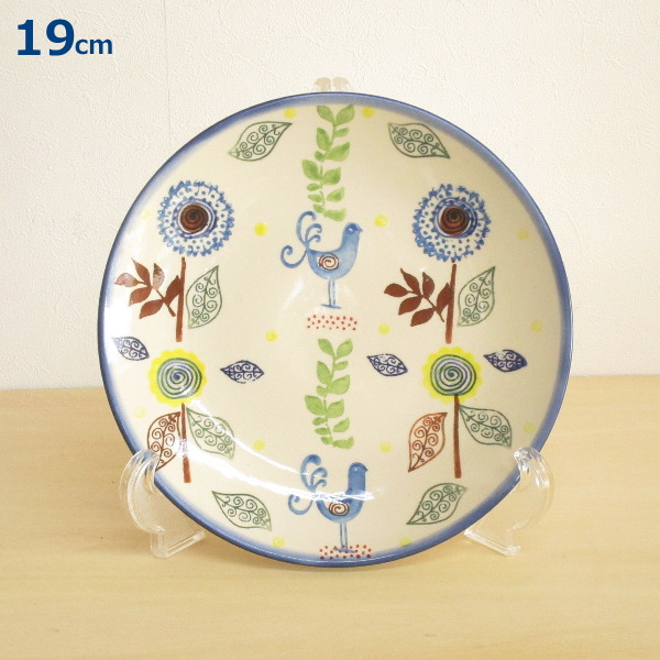 楽天市場】ポーリッシュポタリー プレート 19cm 皿 花柄 鳥 植物陶器