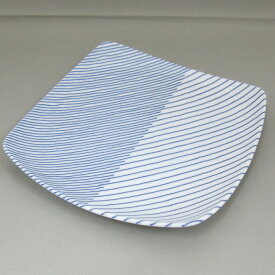 和食器 大皿 27cm(正方形) 白山陶器 重ね縞 反角盛皿