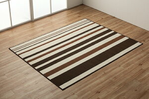 デスクカーペット ミニラグ 133×170cm(長方形 約1.5畳) 『セグリア』 ブラウン/グリーン/ネイビー/ピンク 北欧 ボーダー 子供部屋 デスク下マット チェアマット 学習机マット ダイニングカー