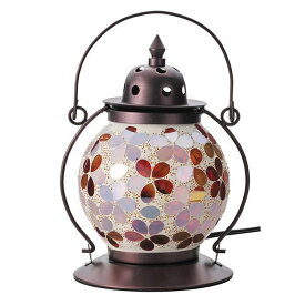 テーブルランプ テーブルライト 照明 ガラス 白熱電球付き 『モザイクランプ ランタン型 バハール』 花柄 アンティーク レトロ 和風 ステンドグラス風 おしゃれ かわいい トルコランプ リビング 和室 寝室 ベッドサイド ギフト プレゼント