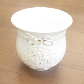 鉢カバー(プランターカバー) 陶器製『バードペア ゴールド 』 径23×高さ22cm ポルトガル製の輸入 おしゃれな鉢カバー