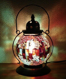 テーブルランプ ランタン型 アンティーク風 『モザイクランプ クリムト』 トルコランプ、ステンドグラス風のモザイクガラスがおしゃれなテーブルライト ベッドサイドのランプに!