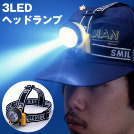 3LEDヘッドランプ ACA-4302 防災 防滴 ライト 防災グッズ 災害対策 ED ヘッドライト ライト 便利 アウトドア 登山 夜間作業 キャンプ アイデアグッズ スマイルキッズ【スーパーSALE ポイント10倍】