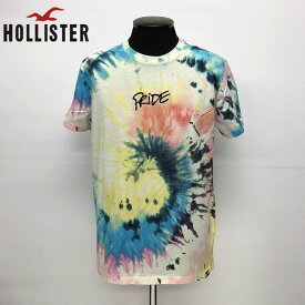 HOLLISTERPRINT T-SHIRTSホリスタータイダイプリントロゴ刺繍半袖Tシャツ323-248-0365-128サーフ、カリフォルニア正規店購入品