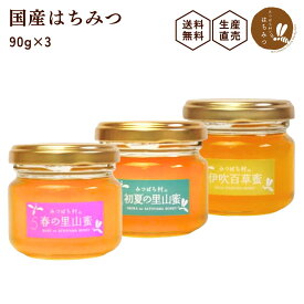 ★生産直売★ 国産 はちみつ 選べる90g×3本セット 蜂蜜 ハチミツ 非加熱 純粋 完熟 生はちみつ ちょっとしたギフトにも便利な箱入り 養蜂場から産地直送！母の日 父の日の贈り物に！備蓄 非常食 保存食にも◎