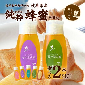 養蜂場から産地直送! 国産 はちみつ【選べる 倒立容器500g×2本セット 】 蜂蜜 ハチミツ 非加熱 純粋 完熟 生はちみつ 送料無料 日本製 生産直売 岐阜県産 母の日 父の日 暑中見舞い お中元 ギフト 備蓄 非常食 保存食 春日養蜂場 HONEY ハニー 百花蜜