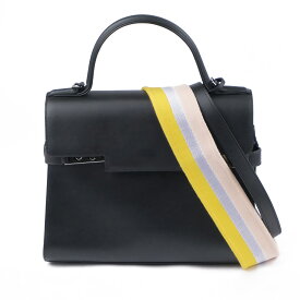 【中古】Delvaux Tempete タンペートMM ハンドバッグ デルヴォー バッグ レディース 黒系 ショルダーストラップ付き ミラー付き 希少 シルバー金具