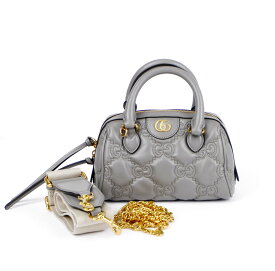 【中古】【美品】グッチ GUCCI GGマトラッセ レザー 2WAYハンドバッグ グレー 702251 レディース ショルダーバッグ ショルダー付き 箱付き 金具