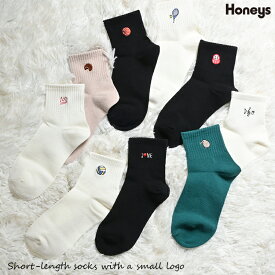 【最大2000円OFFクーポン♪】靴下 ソックス ショート丈 ワンポイント 刺繍 綿混 ナイロン混 アクリル混 ガーリー レディース Honeys ハニーズ ワンポイントショート丈ソックス