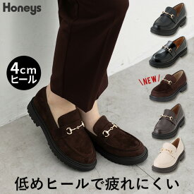 靴 シューズ オフィス きれいめ ローファー 厚底 ローヒール 合皮 ビット マニッシュ レディース Honeys ハニーズ ボリュームローファー