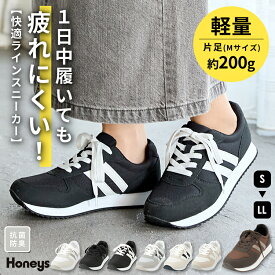 ＼期間限定クーポン配布中♪／靴 シューズ スニーカー 高機能 ラインスニーカー メッシュ スエード調 合皮 抗菌 レディース Honeys ハニーズ 快適ラインスニーカー
