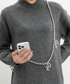 SALE ストラップ スマホストラップ ネックストラップ ビーズ リボン 長め カラビナ付き レディース セール Honeys ハニーズ ビーズリボンストラップ