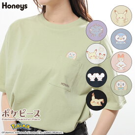 SALE ポケピース UVカット Tシャツ トップス 半袖Tシャツ カットソー 半袖 コットン 綿 ポケモン ポケピース レディース セール Honeys ハニーズ ポケピース／ゆるTシャツ
