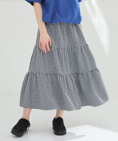 SALE ボトムス スカート ロングスカート ロング丈 大きいサイズ ティアードスカート チェック柄 裏地付き レディース セール Honeys ハニーズ ロングティアードスカート
