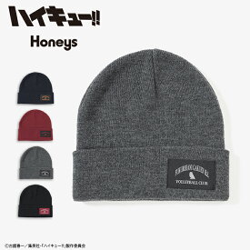 ハイキュー!! 帽子 ニット帽 リブ編み 手洗い アクリル カジュアル オールシーズン レディース Honeys ハニーズ ハイキュー!! ニット帽