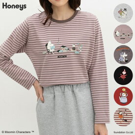 トップス Tシャツ ロンT 長袖Tシャツ カットソー 長袖 コットン 綿 ムーミン キャラクター レディース Honeys ハニーズ ムーミン／長袖Tシャツ