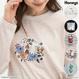 【最大2000円OFFクーポン♪】トップス Tシャツ ロンT 長袖Tシャツ カットソー 長袖 コットン 綿 ムーミン キャラクター レディース Honeys ハニーズ ムーミン／長袖Tシャツ