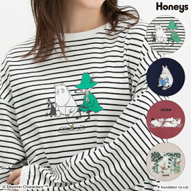 ■スーパーSALE！特別クーポン！ポイント2倍！■トップス チュニック カットソー 長袖 コットン 綿 Tシャツ ロンT 長袖Tシャツ ムーミン キャラクター レディース Honeys ハニーズ ムーミン／長袖チュニック
