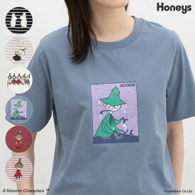 【MAX2000円OFFクーポン配布中！】トップス Tシャツ 半袖Tシャツ カットソー 半袖 コットン 綿 UVカット ムーミン キャラクター レディース Honeys ハニーズ ムーミン／半袖Tシャツ