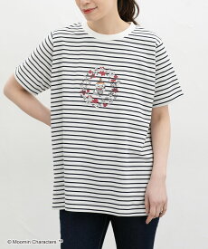 SALE トップス カットソー 半袖 コットン 綿 UVカット チュニック ムーミン キャラクター USAコットン レディース セール Honeys ハニーズ ムーミン／半袖チュニック
