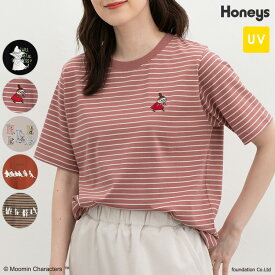 SALE トップス Tシャツ 半袖Tシャツ カットソー 半袖 コットン 綿 UVカット ムーミン キャラクター レディース セール Honeys ハニーズ ムーミン／半袖Tシャツ