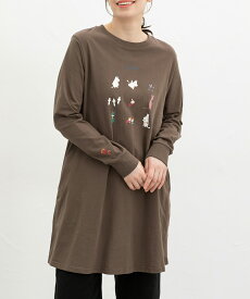 【期間限定クーポン配布中】ワンピース 長袖 ひざ丈 コットン 綿 ムーミン USAコットン 綿100％ プリント ポケット カジュアル レディース Honeys ハニーズ ムーミン／ワンピース