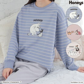＼期間限定クーポン配布中♪／ルームウェア 部屋着 上下セット ムーミン キャラクター プリント 裏毛 綿100％ 無地 レディース Honeys ハニーズ ムーミン／ルームウェア（上下セット）