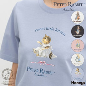 ■10%OFFクーポン配布中♪■SALE トップス Tシャツ 半袖Tシャツ カットソー 半袖 ピーターラビット（TM） キャラクター 刺繍 レディース セール Honeys ハニーズ ピーターラビット（TM）／Tシャツ