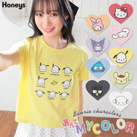 サンリオキャラクターズ sanrio いろんなお顔 トップス Tシャツ 半袖Tシャツ カットソー 半袖 大きいサイズ レディース Honeys ハニーズ サンリオキャラクターズ／Tシャツ
