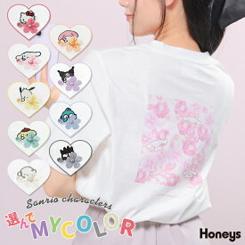 SALE サンリオキャラクターズ sanrio お花かくれんぼ トップス Tシャツ 半袖Tシャツ カットソー 半袖 大きいサイズ レディース セール Honeys ハニーズ サンリオキャラクターズ／Tシャツ