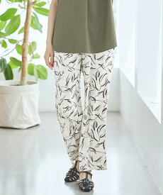 【最大2000円OFFクーポン♪】SALE ボトムス パンツ イージーパンツ ストレートパンツ イージーストレート アート柄 ツイル素材 レディース セール Honeys ハニーズ イージーストレートパンツ