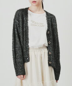 【最大2000円OFFクーポン♪】SALE トップス カーディガン 長袖 Vネック ミックスカラー フェザーヤーン ニット フロントボタン アクリル混 レディース Honeys ハニーズ ミックスVネックカーデ