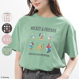 トップス Tシャツ 半袖Tシャツ カットソー 半袖 ディズニー ミッキー キャラクター プリント ゆったり レディース Honeys ハニーズ ディズニー／ゆるTシャツ