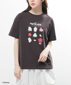 【お得なクーポン配布中！】トップス Tシャツ 半袖Tシャツ カットソー 半袖 ディズニー ミッキー キャラクター プリント ゆったり レディース Honeys ハニーズ ディズニー／ゆるTシャツ