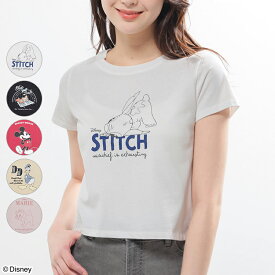 【最大2000円OFFクーポン♪】トップス Tシャツ 半袖Tシャツ カットソー 半袖 ディズニー ミッキー キャラクター プリント レディース Honeys ハニーズ ディズニー／コンパクトTシャツ