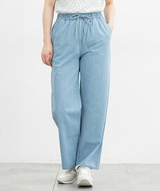 ■スーパーSALE特別クーポン配布中■ボトムス パンツ イージーパンツ デニムパンツ デニム 大きいサイズ ストレートパンツ レスウォーター 無地 レディース Honeys ハニーズ デニムイージーパンツ