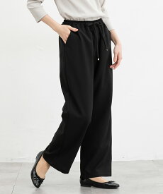 ■期間限定クーポン配布中♪■ボトムス パンツ イージーパンツ ストレートパンツ 麻調素材 無地 ウエストゴム ベーシックカラー レディース Honeys ハニーズ イージーストレートパンツ