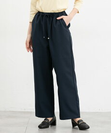 ボトムス パンツ イージーパンツ ストレートパンツ 麻調素材 無地 ウエストゴム ベーシックカラー レディース Honeys ハニーズ イージーストレートパンツ